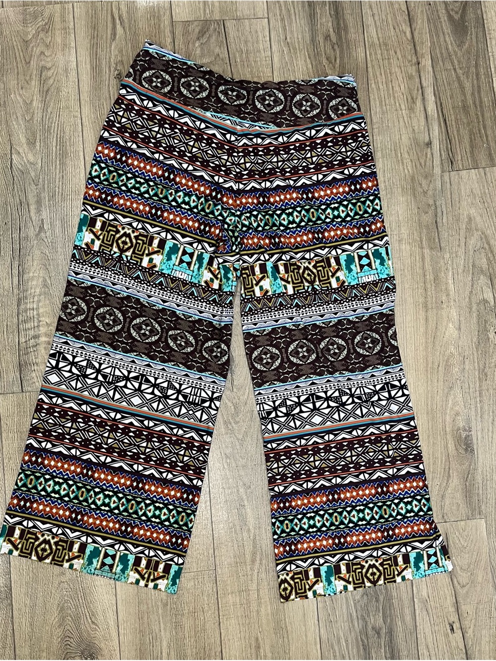 Cato Wide-Leg Tribal Print Pants - Black, Brown, Blue, Green, Orange - Picture 8 of 9